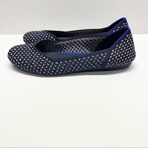 Rothys Retired Navy Maritime Honeycomb Slip On Round Toe Flats